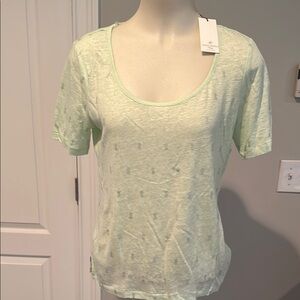 Saint Tropez West Green Short Sleeve Linen T-Shirt NWT